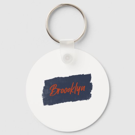 Brooklyn Handgeschriebene rote Typografie Schlüsselanhänger (Vorderseite)