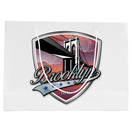 Brooklyn Logo Design Große Geschenktüte (Rückseite)