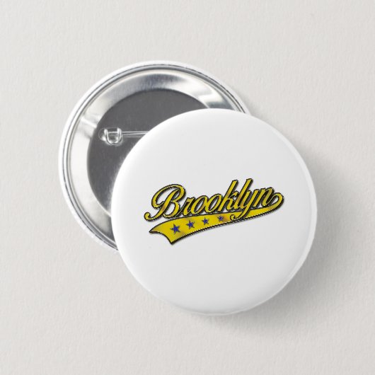 Brooklyn Logo Gold Embossed Button (Vorne & Hinten)