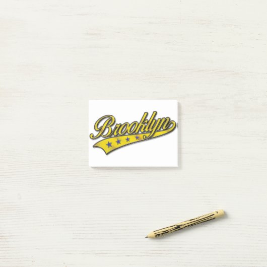 Brooklyn Logo Gold Embossed Post-it Klebezettel (Auf Schreibtisch)