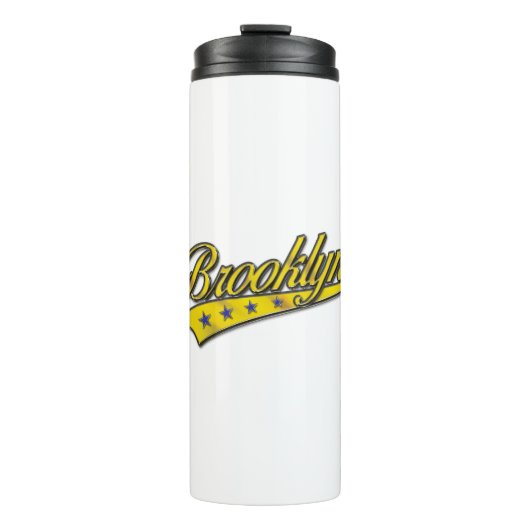 Brooklyn-Logo Gold geprägt Thermosbecher (Vorderseite)