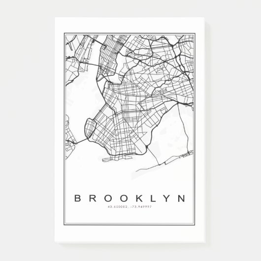 Brooklyn Map Illustration Post-it Klebezettel (Vorderseite)