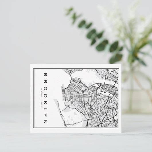 Brooklyn Map Illustration Postkarte (Stehend Vorderseite)