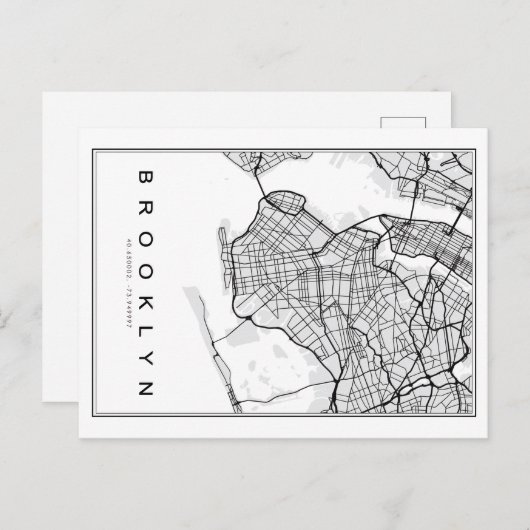 Brooklyn Map Illustration Postkarte (Vorne/Hinten)