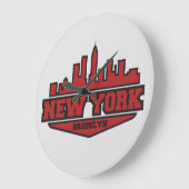 Brooklyn New York | Blockstiftschrift Große Wanduhr (Winkel)