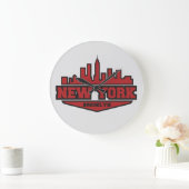 Brooklyn New York | Blockstiftschrift Große Wanduhr (Zuhause)