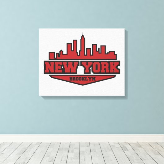 Brooklyn New York | Blockstiftschrift Leinwanddruck (Insitu (Holzboden))