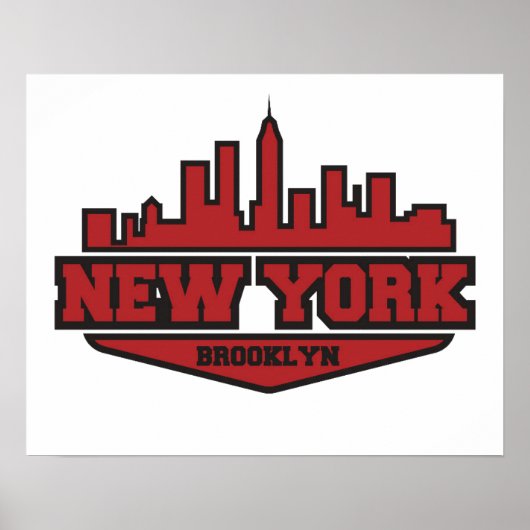 Brooklyn New York | Blockstiftschrift Poster (Vorne)