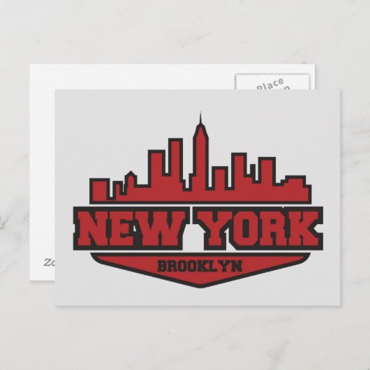 Brooklyn New York | Blockstiftschrift Postkarte (Vorne/Hinten)