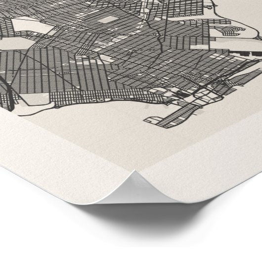 Brooklyn New York Boho Minimal Arch Full Beige Poster (Ecke)