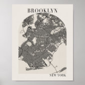 Brooklyn New York Boho Minimal Arch Full Beige Poster (Vorne)