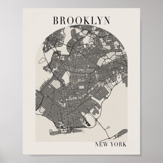 Brooklyn New York Boho Minimal Arch Full Beige Poster (Vorne)