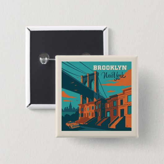 Brooklyn New York Button (Vorne & Hinten)