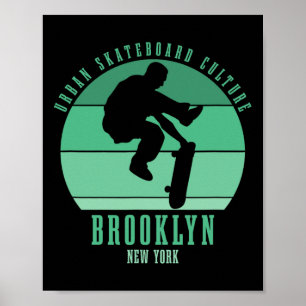 Brooklyn New York City Skateboarder Urne Skateboar Poster