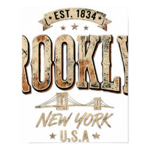 Brooklyn New York City Verzierte Gold-Schrift-Desi