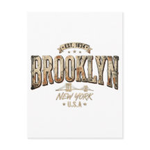 Brooklyn New York City Verzierte Gold-Schrift-Desi