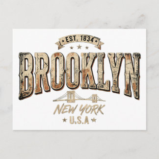 Brooklyn New York City Verzierte Gold-Schriftgesta Postkarte