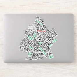 Brooklyn New York City Word Karte Aufkleber