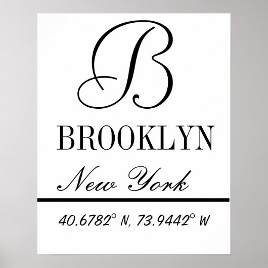 Brooklyn New York Coordinates Poster (Vorne)