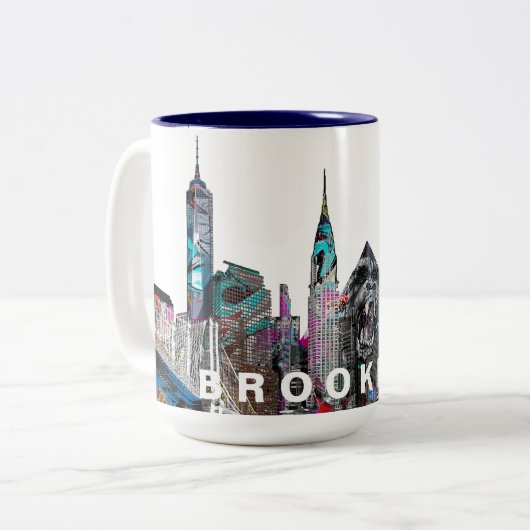Brooklyn, New York, in Graffiti Zweifarbige Tasse (Vorderseite Links)