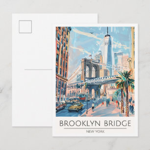 Brooklyn New York Kunst Illustration Reise Postkarte
