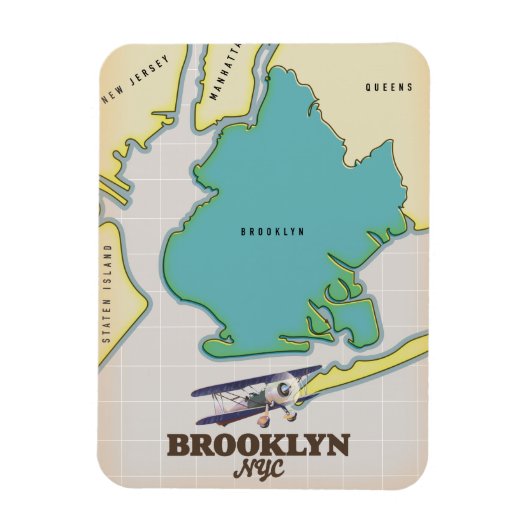 Brooklyn New York Map Magnet (Vertikal)