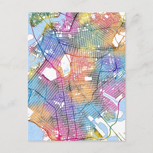 Brooklyn New York Map Postkarte (Vorderseite)