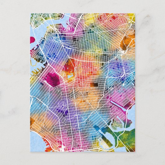 Brooklyn New York Map Postkarte (Vorderseite)