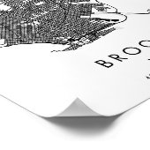 Brooklyn New York Minimal Modern Circle Street Map Poster (Ecke)