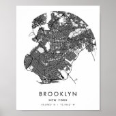 Brooklyn New York Minimal Modern Circle Street Map Poster (Vorne)