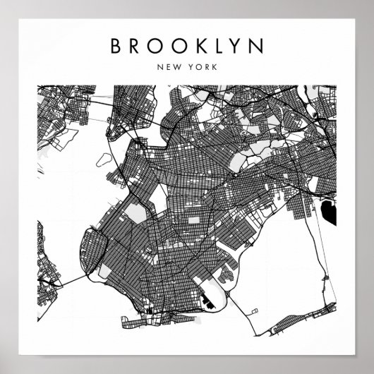 Brooklyn New York Minimal Modern Street Map Poster (Vorne)
