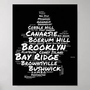 Brooklyn New York Nachbarschaften Wortwolke Brookl Poster