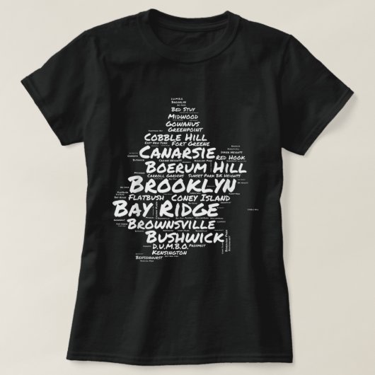Brooklyn New York Neighhoods Word Cloud Brookly T-Shirt (Design vorne)