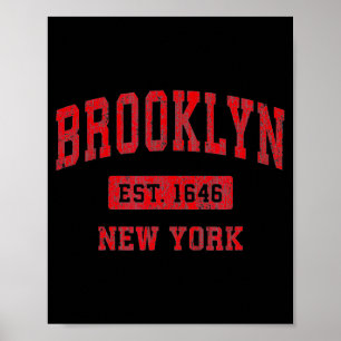 Brooklyn New York Ny Vintage Srts Design Rot Des Poster