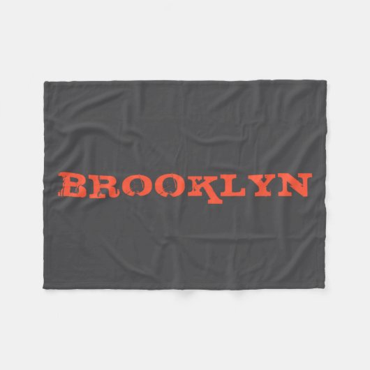 Brooklyn New York Nyc Navy Blue Orange Mens Basic Fleecedecke (Vorderseite (Horizontal))