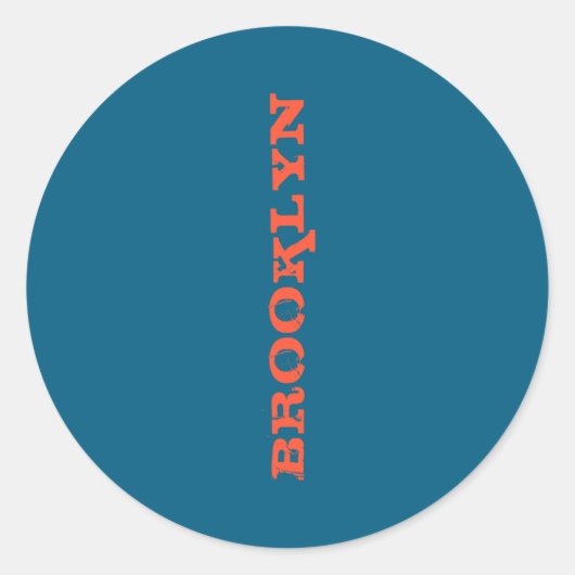 Brooklyn New York Nyc Navy Blue Orange Mens Basic Runder Aufkleber (Vorderseite)