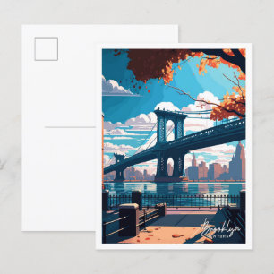 Brooklyn New York Reise Vintage-Illustration Postkarte