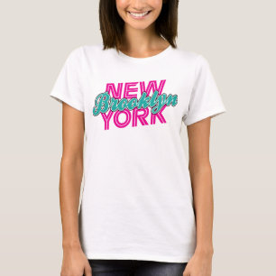 Brooklyn New York - rosa u. aquamarin T-Shirt