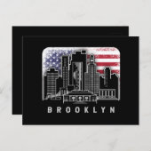 Brooklyn New York Skyline American Flag Postkarte (Vorne/Hinten)