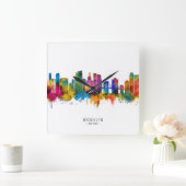 Brooklyn New York Skyline Quadratische Wanduhr (Zuhause)