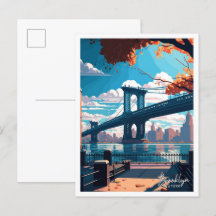 Brooklyn New York Travel Vintag Illustration