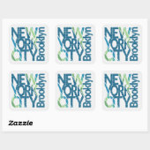 Brooklyn New York Typografie Quadratischer Aufkleber (Blatt)