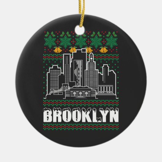 Brooklyn New York Ugly Christmas Keramik Ornament (Vorne)