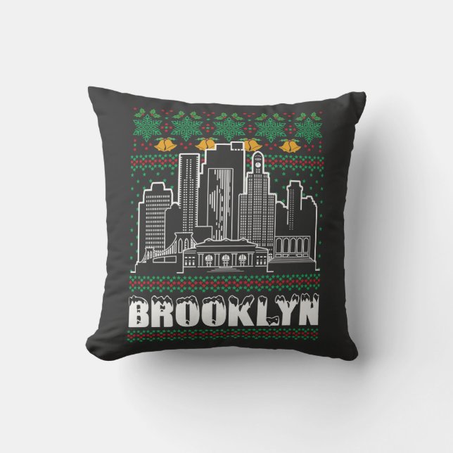 Brooklyn New York Ugly Christmas Kissen (Vorderseite)