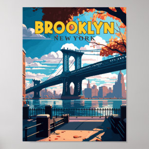 Brooklyn New York Vintage-Reiseillustration Poster