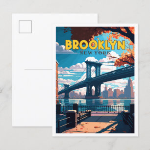 Brooklyn New York Vintage-Reiseillustration Postkarte