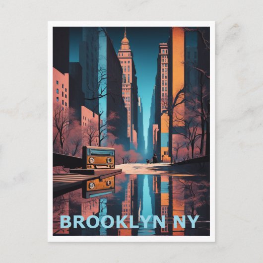Brooklyn NY Colorful Graphic Art Design Postkarte (Vorderseite)