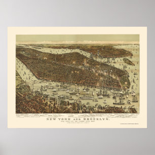 Brooklyn, NY Panoramic Map - 1892 Poster