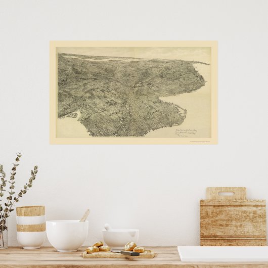 Brooklyn, NY Panoramic Map - 1897 Poster (Küche)