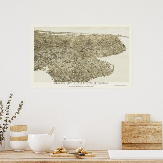 Brooklyn, NY Panoramic Map - 1897 Poster (Küche)
